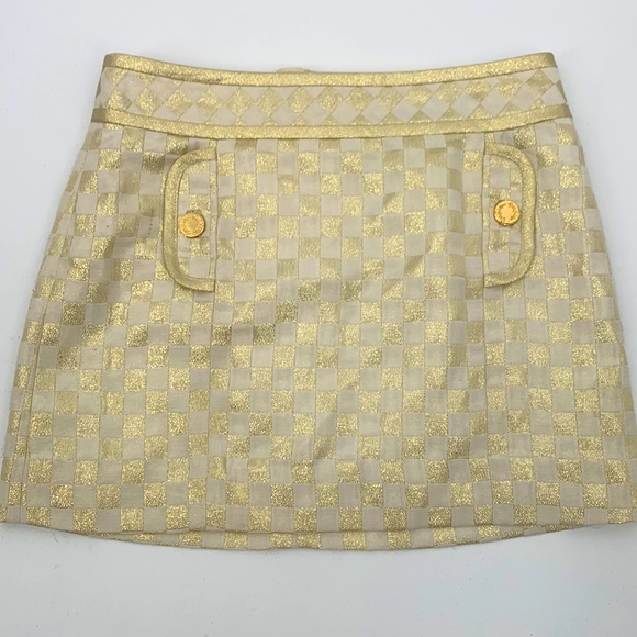 Lilly Pulitzer Skirt Gold Metallic Mini Skirt size 00 - Picture 2 of 7